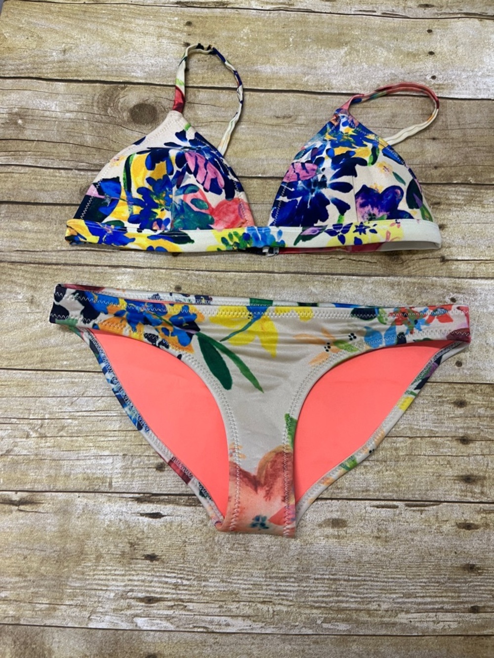 triangl swimwear Multicolor neoprene Floral Bikini size Small